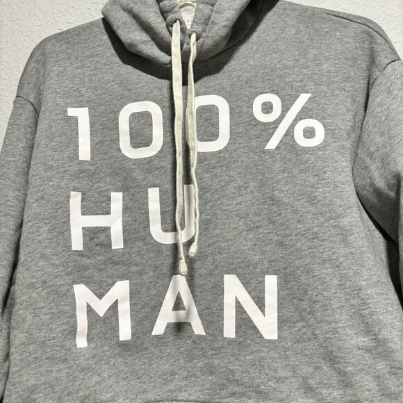 Everlane The 100% Human Typography Hoodie French Terry XS Gray Boxy Long Sleeve - Picture 5 of 8